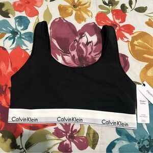 Calvin Klein Black and White Bralette with Logo Band